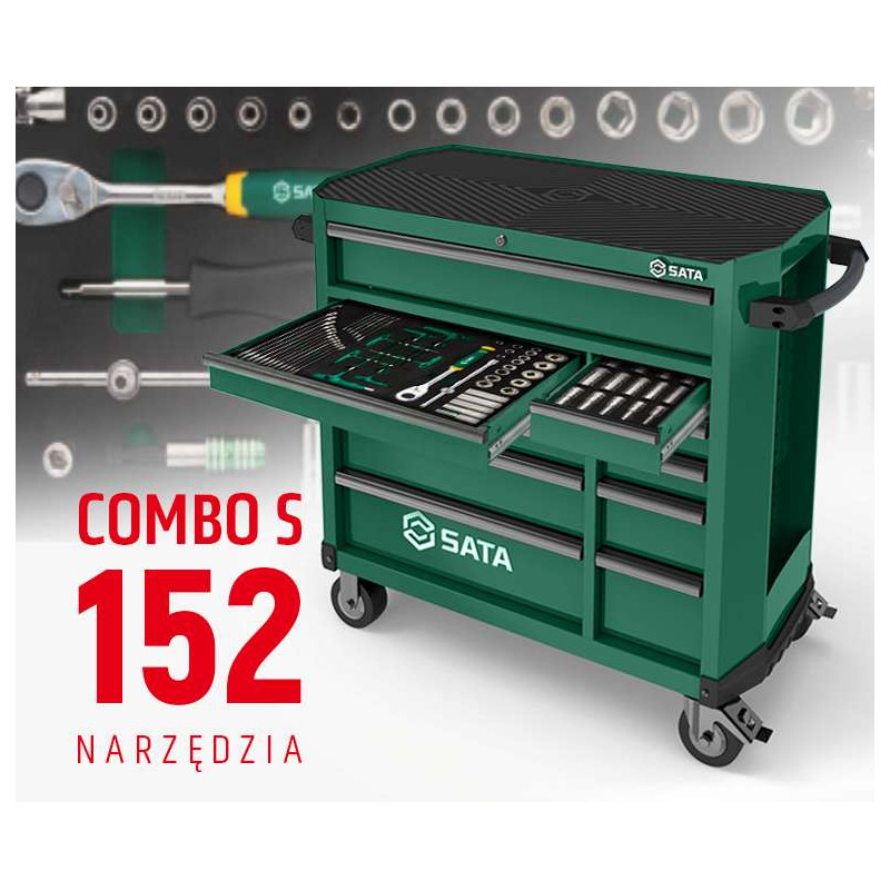 WÓZEK NARZĘDZIOWY 11 SZUFLAD ST95114G PRO CZARNY + ST09929G-S ZESTAW WKŁADEK PIANKOWYCH EVA COMBO S 152 NARZĘDZIA