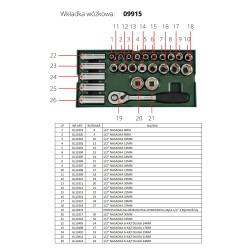 ZESTAW 26 KLUCZY NASADOWYCH 1/2"