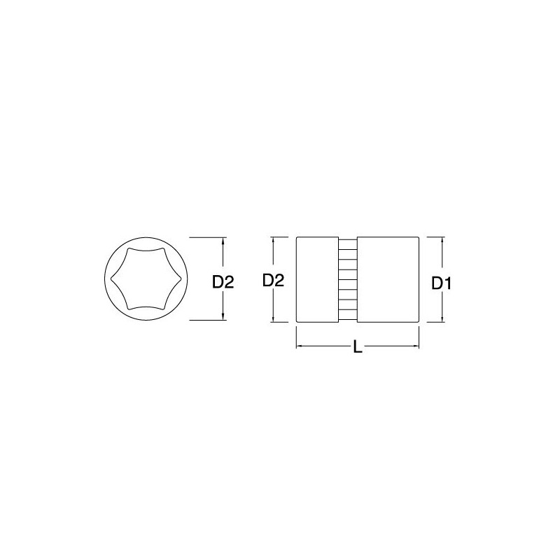 **NASADKA 3/8" 6-KĄT E-TORX E10