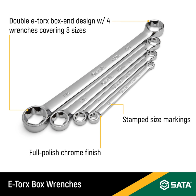 ZESTAW 4 KLUCZY OCZKOWYCH E-TORX DWUSTRONNYCH