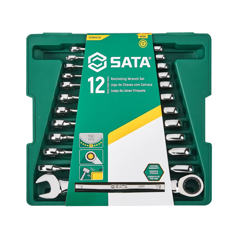 **ZESTAW 12 KLUCZY PŁASKO-OCZKOWYCH Z GRZECHOTKĄ GEARWRENCH, METRYCZNE