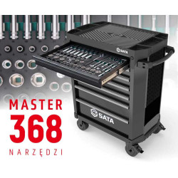 WÓZEK NARZĘDZIOWY 7 SZUFLAD ST95113G PRO CZARNY + 368 NARZĘDZI W PIANKACH