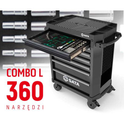 WÓZEK NARZĘDZIOWY 7 SZUFLAD ST95113G PRO CZARNY + ST09929G-L ZESTAW WKŁADEK PIANKOWYCH EVA COMBO L 360 NARZĘDZI