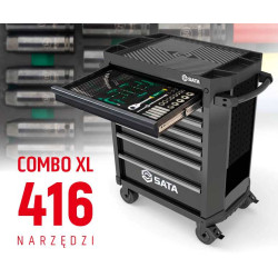 WÓZEK NARZĘDZIOWY 7 SZUFLAD ST95113G PRO CZARNY +  ST09929G-XL ZESTAW WKŁADEK PIANKOWYCH EVA COMBO XL 416 NARZĘDZI