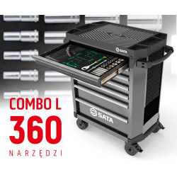 WÓZEK NARZĘDZIOWY 7 SZUFLAD ST95113G PRO SZARY + ST09929G-L ZESTAW WKŁADEK PIANKOWYCH EVA COMBO L 360 NARZĘDZI