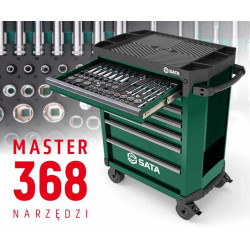 WÓZEK NARZĘDZIOWY 7 SZUFLAD ST95113G PRO ZIELONY + 368 NARZĘDZI W PIANKACH