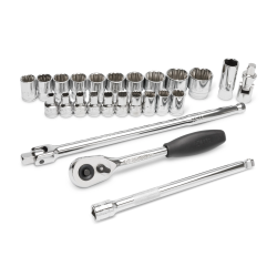 ZESTAW 25 CZ. KLUCZY NASADOWYCH 1/2" 12- KĄTNE W METALOWEJ KASECIE