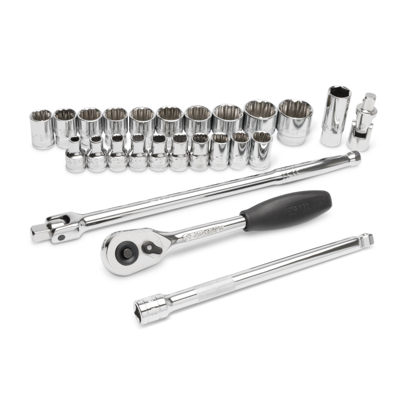 ZESTAW 25 CZ. KLUCZY NASADOWYCH 1/2" 12- KĄTNE W METALOWEJ KASECIE