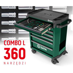WÓZEK NARZĘDZIOWY 7 SZUFLAD ST95113G PRO ZIELONY +  ST09929G-L ZESTAW WKŁADEK PIANKOWYCH EVA COMBO L 360 NARZĘDZI