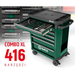 WÓZEK NARZĘDZIOWY 7 SZUFLAD ST95113G PRO ZIELONY +  ST09929G-XL ZESTAW WKŁADEK PIANKOWYCH EVA COMBO XL 416 NARZĘDZI