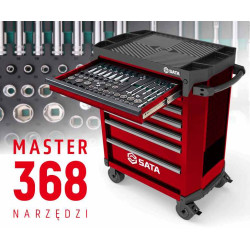 WÓZEK NARZĘDZIOWY 7 SZUFLAD ST95113G PRO CZERWONY + 368 NARZĘDZI W PIANKACH