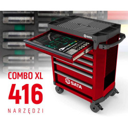 WÓZEK NARZĘDZIOWY 7 SZUFLAD ST95113G PRO CZERWONY +  ST09929G-XL ZESTAW WKŁADEK PIANKOWYCH EVA COMBO XL 416 NARZĘDZI