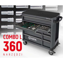 WÓZEK NARZĘDZIOWY 11 SZUFLAD ST95114G PRO CZARNY + ST09929G-L ZESTAW WKŁADEK PIANKOWYCH EVA COMBO L 360 NARZĘDZI