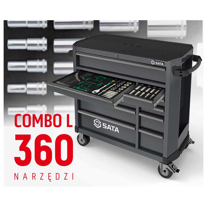 WÓZEK NARZĘDZIOWY 11 SZUFLAD ST95114G PRO CZARNY + ST09929G-L ZESTAW WKŁADEK PIANKOWYCH EVA COMBO L 360 NARZĘDZI