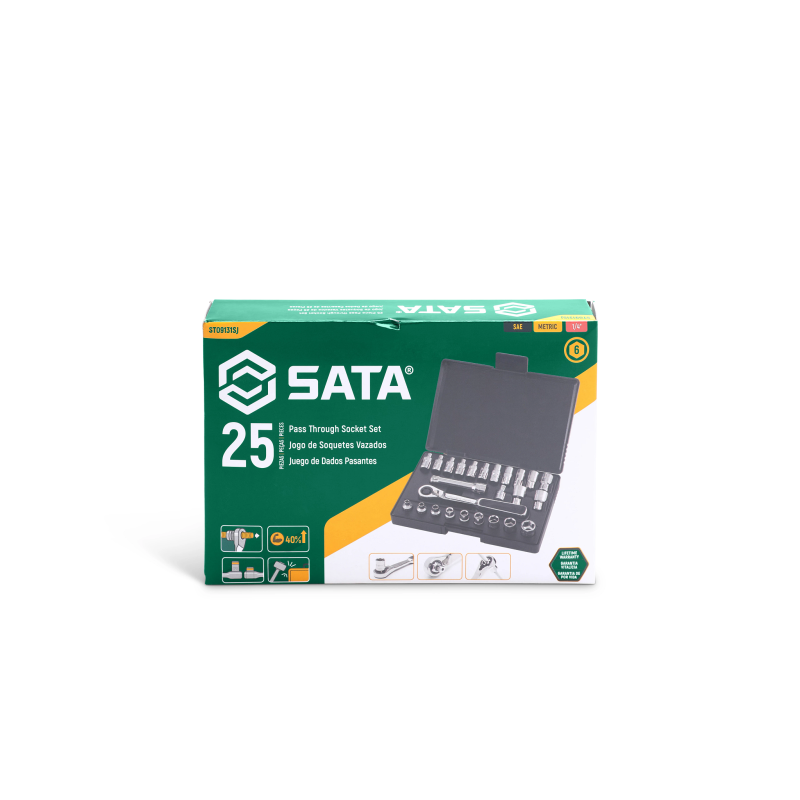 ZESTAW 25 KLUCZY NASADOWYCH PRZELOTOWYCH PASS-THRU 1/4" M/CAL