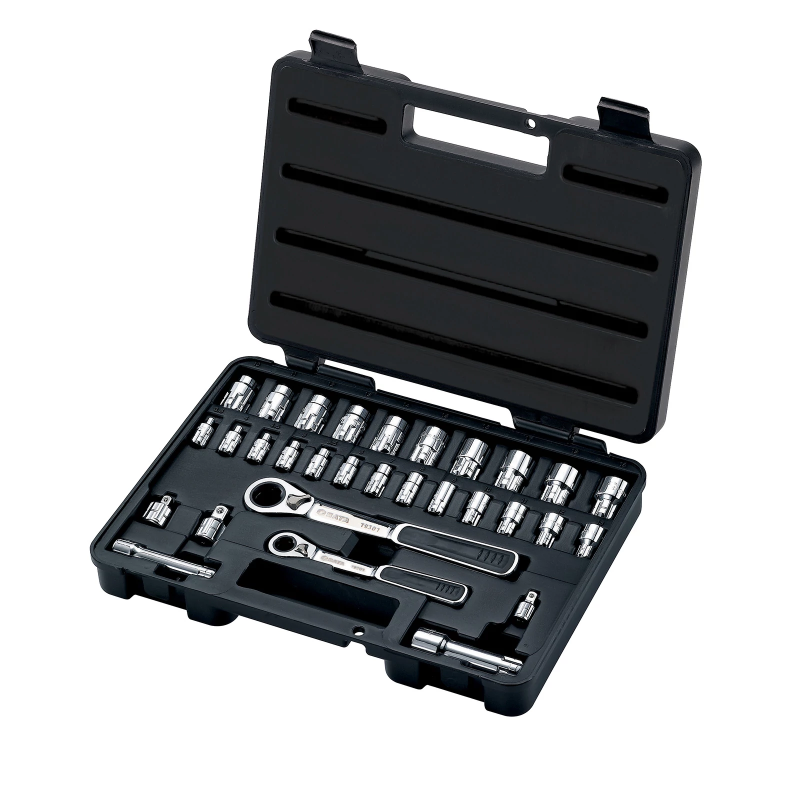ZESTAW 30 KLUCZY NASADOWYCH PRZELOTOWYCH PASS-THRU 1/4" 3/8" METR.