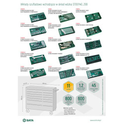 WÓZEK NARZĘDZIOWY 11 SZUFLAD ST95114G PRO ZIELONY + 299 NARZĘDZI WE WKŁADKACH
