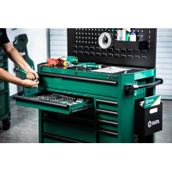 WÓZEK NARZĘDZIOWY 11 SZUFLAD ST95114G PRO ZIELONY + 299 NARZĘDZI WE WKŁADKACH
