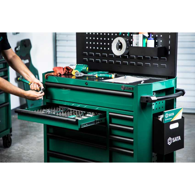 WÓZEK NARZĘDZIOWY 11 SZUFLAD ST95114G PRO ZIELONY + 299 NARZĘDZI WE WKŁADKACH
