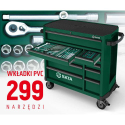 WÓZEK NARZĘDZIOWY 11 SZUFLAD ST95114G PRO ZIELONY + 299 NARZĘDZI WE WKŁADKACH
