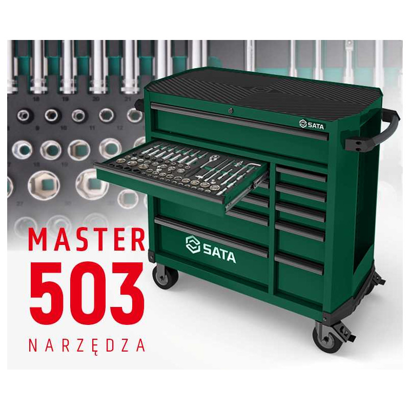 WÓZEK NARZĘDZIOWY 11 SZUFLAD ST95114G PRO ZIELONY + 503 NARZĘDZIA