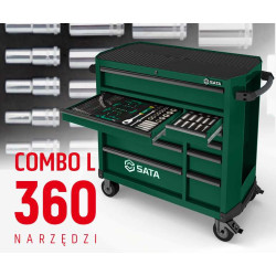 WÓZEK NARZĘDZIOWY 11 SZUFLAD ST95114G PRO ZIELONY +  ST09929G-L ZESTAW WKŁADEK PIANKOWYCH EVA COMBO L 360 NARZĘDZI