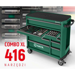 WÓZEK NARZĘDZIOWY 11 SZUFLAD ST95114G PRO ZIELONY +  ST09929G-XL ZESTAW WKŁADEK PIANKOWYCH EVA COMBO XL 416 NARZĘDZI