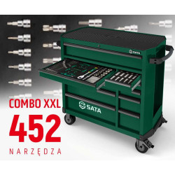 WÓZEK NARZĘDZIOWY 11 SZUFLAD ST95114G PRO ZIELONY +  ST09929G-XXL ZESTAW WKŁADEK PIANKOWYCH EVA COMBO XXL 452 NARZĘDZIA