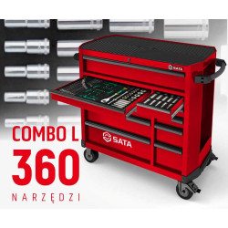 WÓZEK NARZĘDZIOWY 11 SZUFLAD ST95114G PRO CZERWONY +  ST09929G-L ZESTAW WKŁADEK PIANKOWYCH EVA COMBO L 360 NARZĘDZI