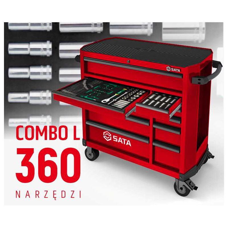 WÓZEK NARZĘDZIOWY 11 SZUFLAD ST95114G PRO CZERWONY +  ST09929G-L ZESTAW WKŁADEK PIANKOWYCH EVA COMBO L 360 NARZĘDZI