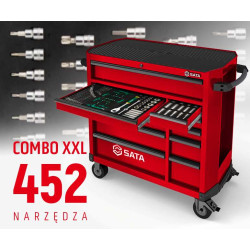 WÓZEK NARZĘDZIOWY 11 SZUFLAD ST95114G PRO CZERWONY +  ST09929G-XXL ZESTAW WKŁADEK PIANKOWYCH EVA COMBO XXL 452 NARZĘDZIA