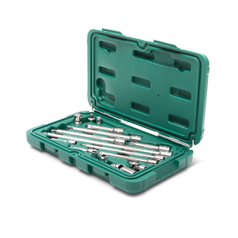 ZESTAW 16 CZĘŚCIOWY AKCESORIÓW I PRZEDŁUŻEK 1/4", 3/8" 