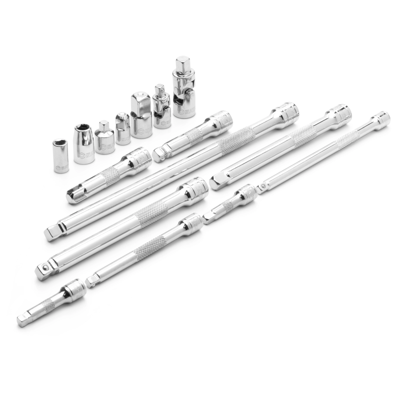 ZESTAW 16 CZĘŚCIOWY AKCESORIÓW I PRZEDŁUŻEK 1/4", 3/8" 