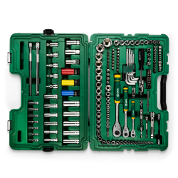 **ZESTAW 180 ELEMENTÓW KLUCZY NASADOWYCH  METR.1/4", 1/2" ,3/8" KLUCZE, AKCESORIA