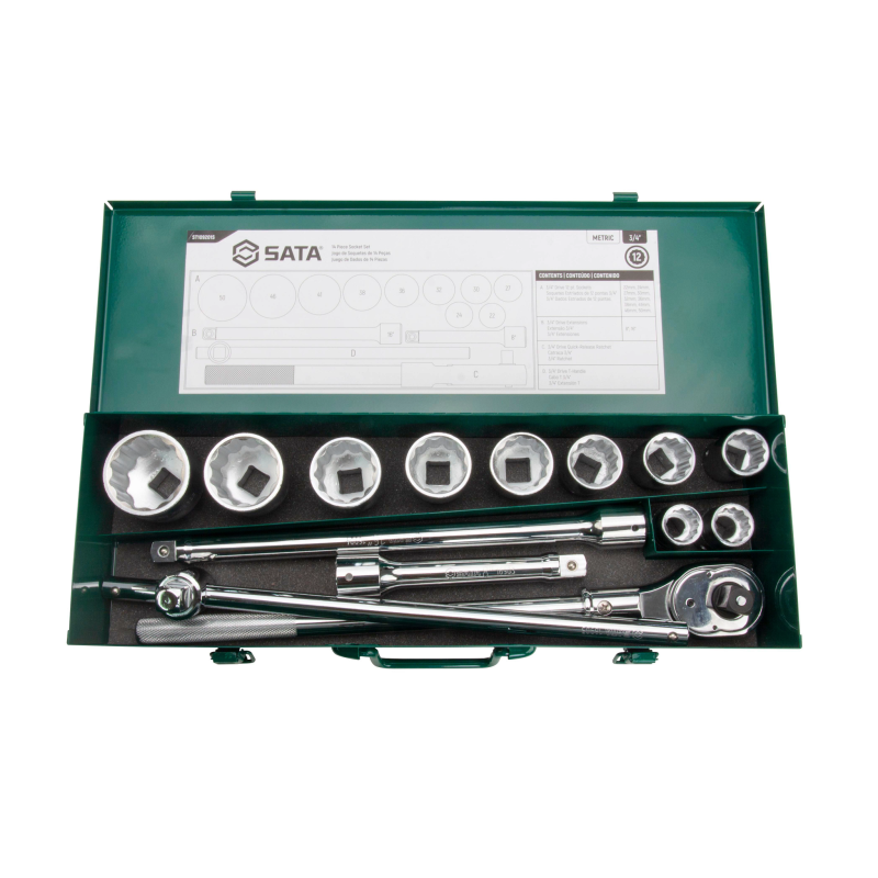 ZESTAW 14 KLUCZY NASADOWYCH 3/4" METR.
