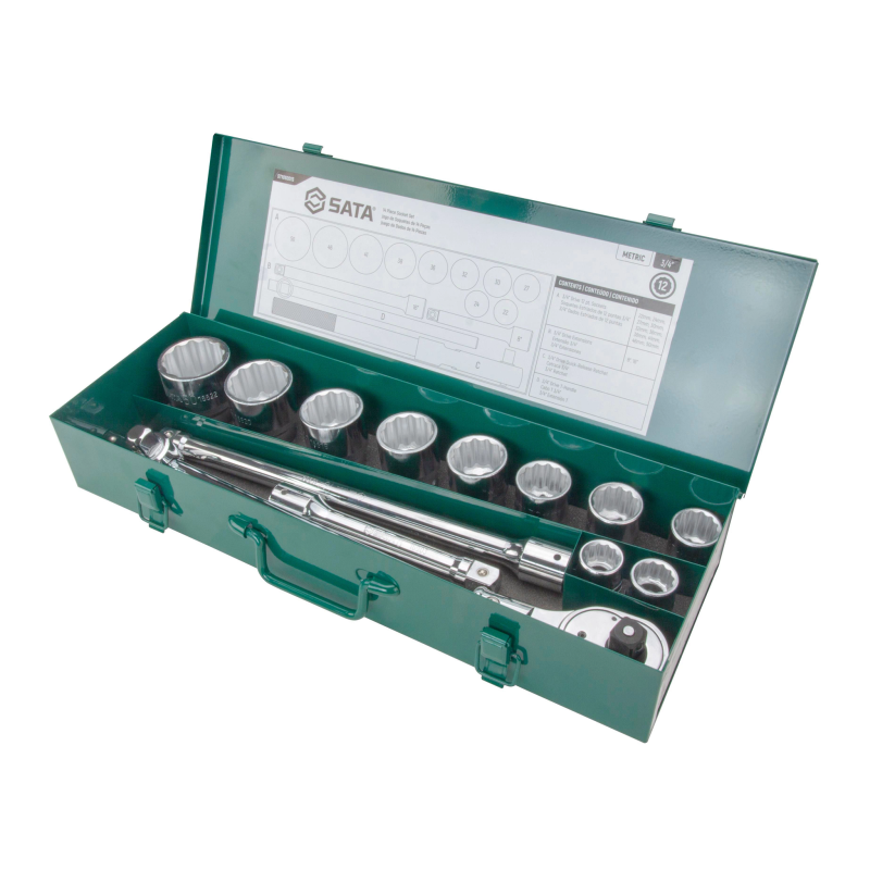 ZESTAW 14 KLUCZY NASADOWYCH 3/4" METR.