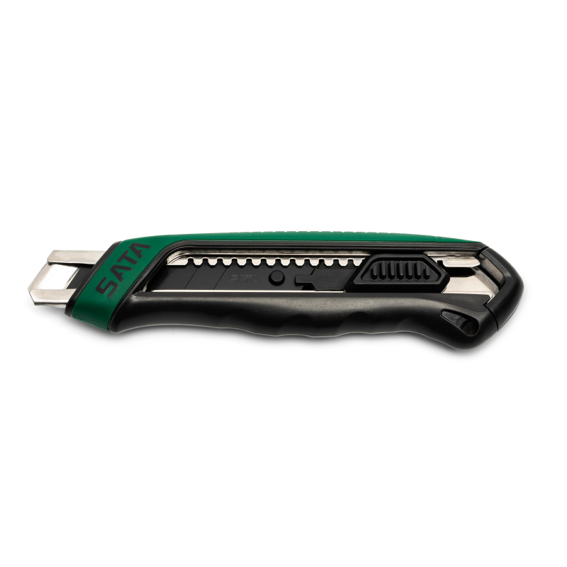 NÓŻ Z RĘKOJEŚCIĄ Z TWORZYWA SZTUCZNEGO  I GUMY, OSTRZE WYSUWANE ŁAMANE 18X100MM