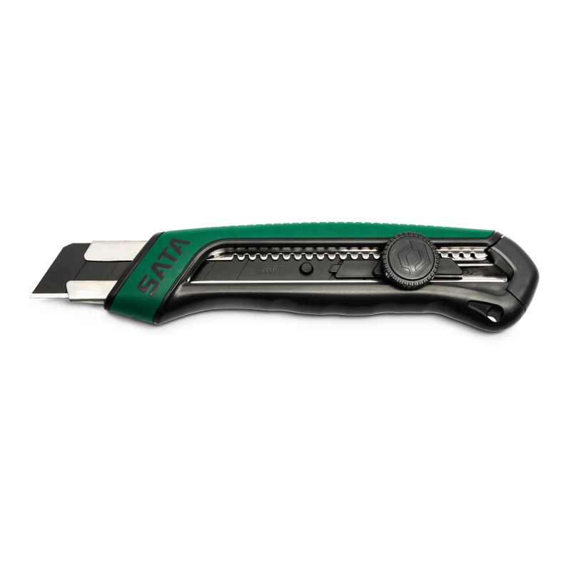 NÓŻ Z RĘKOJEŚCIĄ Z TWORZYWA SZTUCZNEGO  I GUMY, OSTRZE WYSUWANE ŁAMANE 25X125MM