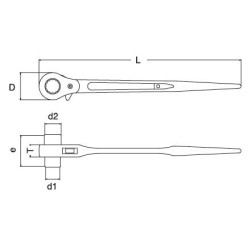 **KLUCZ OCZKOWY Z PODWÓJNĄ GRZECHOTKĄ DO RUSZTOWAŃ 12 X 14MM